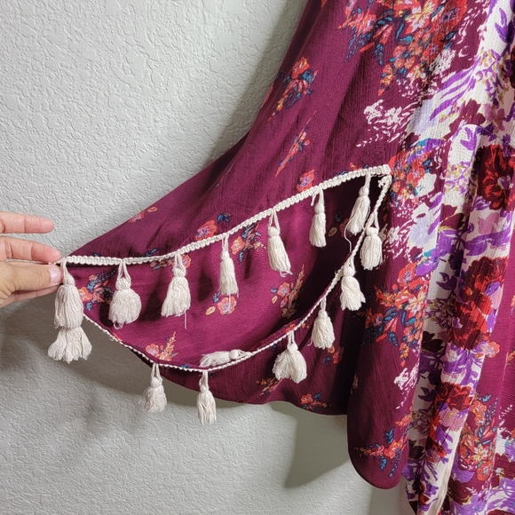 Free People Intimately Floral Tassel Kimono Caftan Cardigan One Size - Picture 3 of 6
